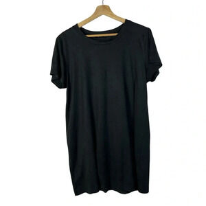 Audrey 3+1 Black Faux Leather Short Sleeve T-Shirt Mini Dress S